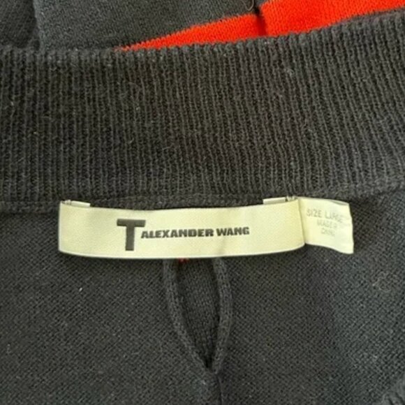 T by ALEXANDER WANG Scoop Neck Cropped Sweater Tee, Size L, Slit, Dolman, EUC - Picture 4 of 5